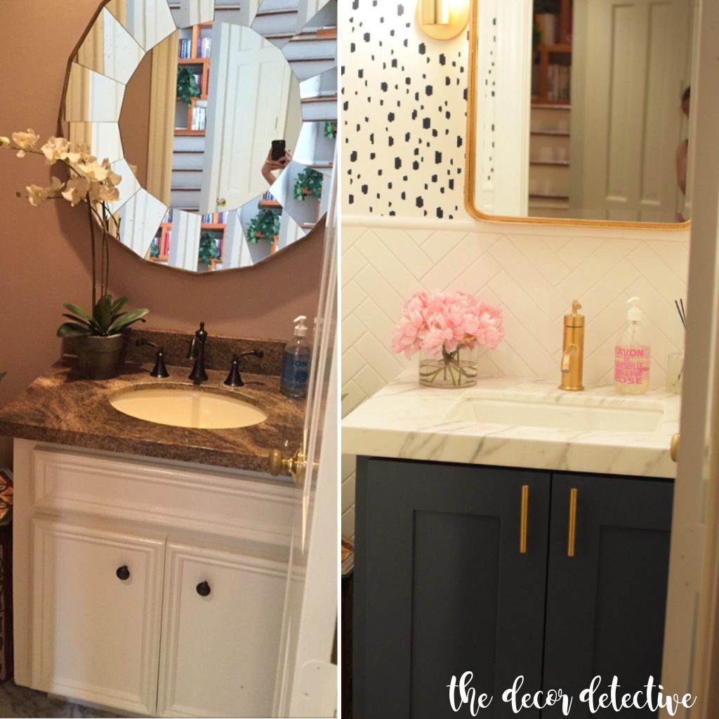 before and after powder room reno